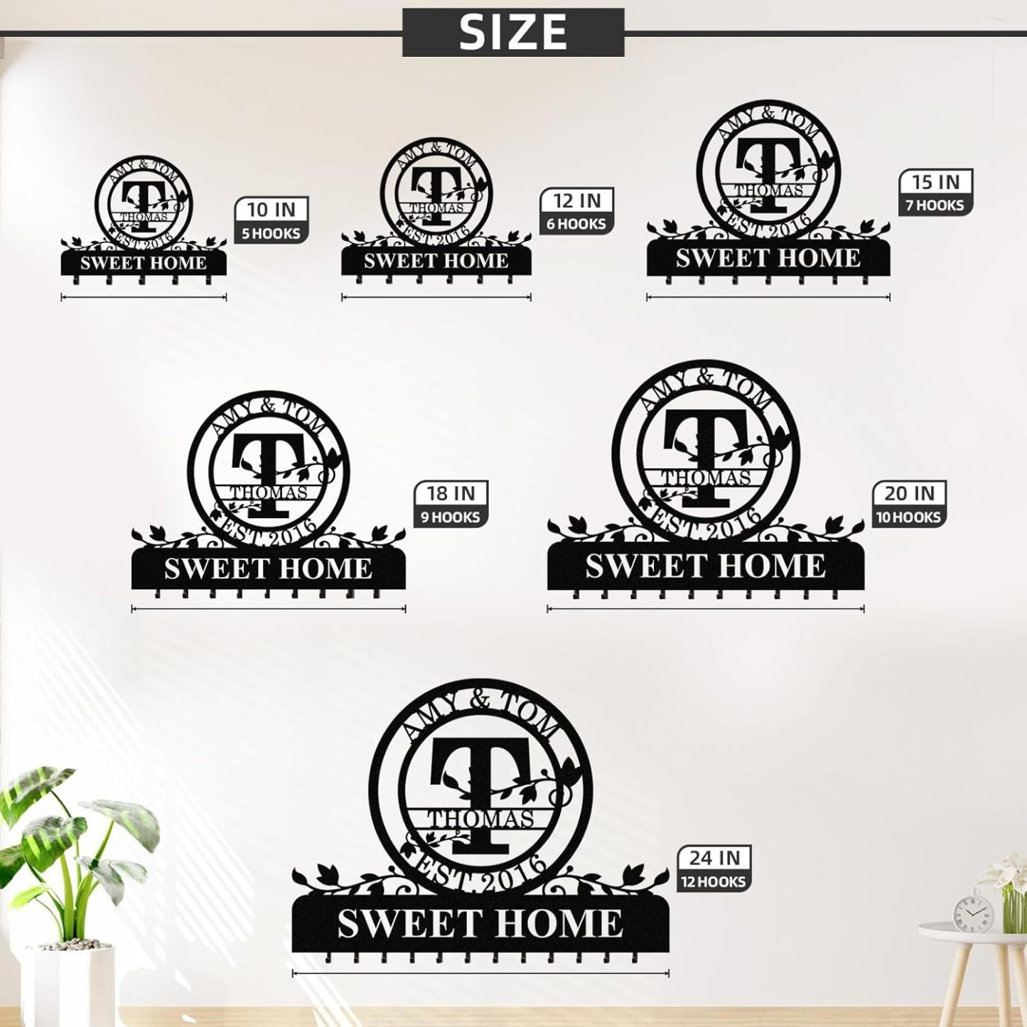 Personalized Key Holder for Wall, Custom Camping Wall Key Hooks with Name-MetalsignX