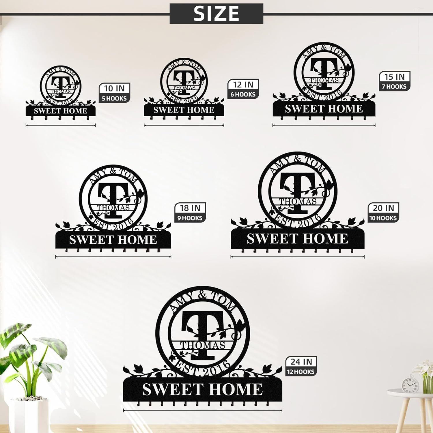 Personalized Key Holder for Wall, Custom Camping Wall Key Hooks with Name-MetalsignX