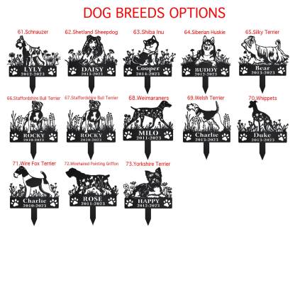 Custom Dog Memorial Stake, Dog Grave Marker, Every Dog Breed Metal Stake, Personalized Dog Garden Sign, Pet Loss Gift, Garden Decor Metal