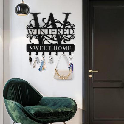 Personalized Key Holder for Wall, Custom Forest Deer Coat Rack Wall Hanging-MetalsignX