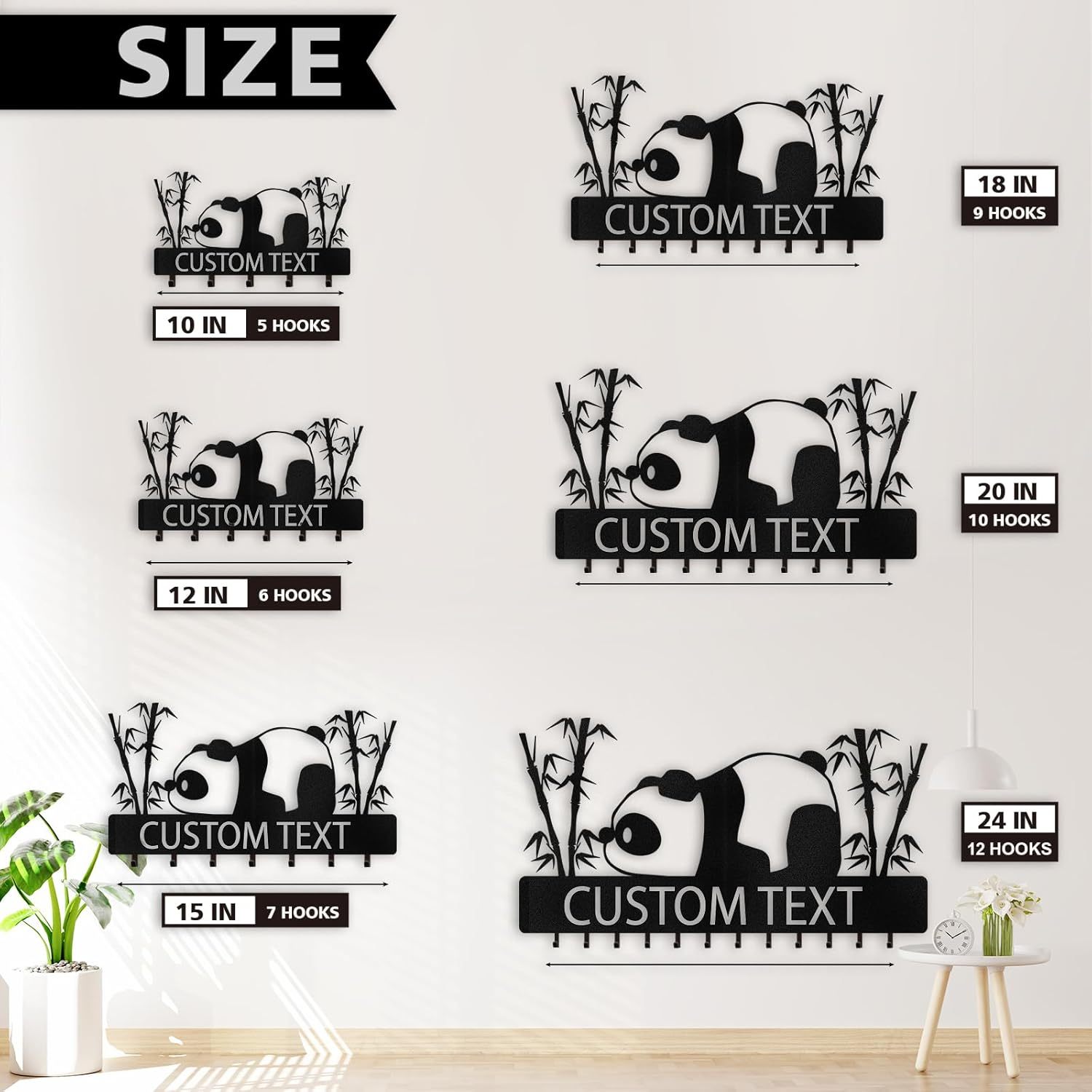 Personalized Key Holder Wall Mount, Metal Panda Coat Hook Key Holder for Hanging-MetalsignX