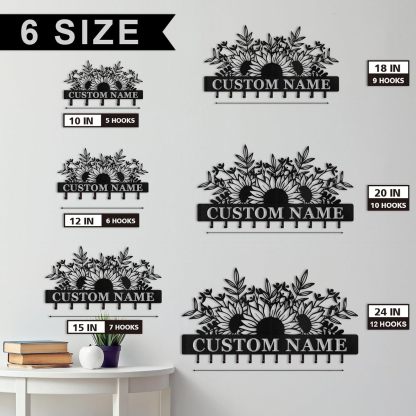 Custom Name Metal Key Holder Wall Mount, Organizer Rack for Home Entryway-MetalsignX