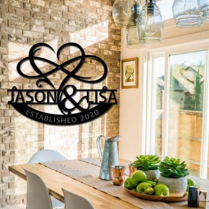 Custom Handmade Wedding Metal Sign of Name with Heart and Infinity-MetalsignX