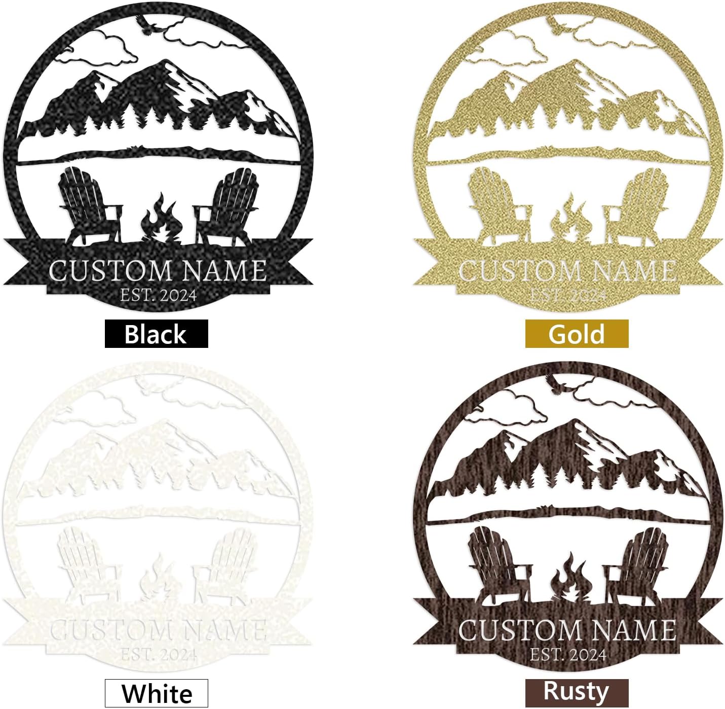 Personalized Campfire Metal Sign , Rustic Outdoor Wall Decor for Campgrounds-MetalsignX