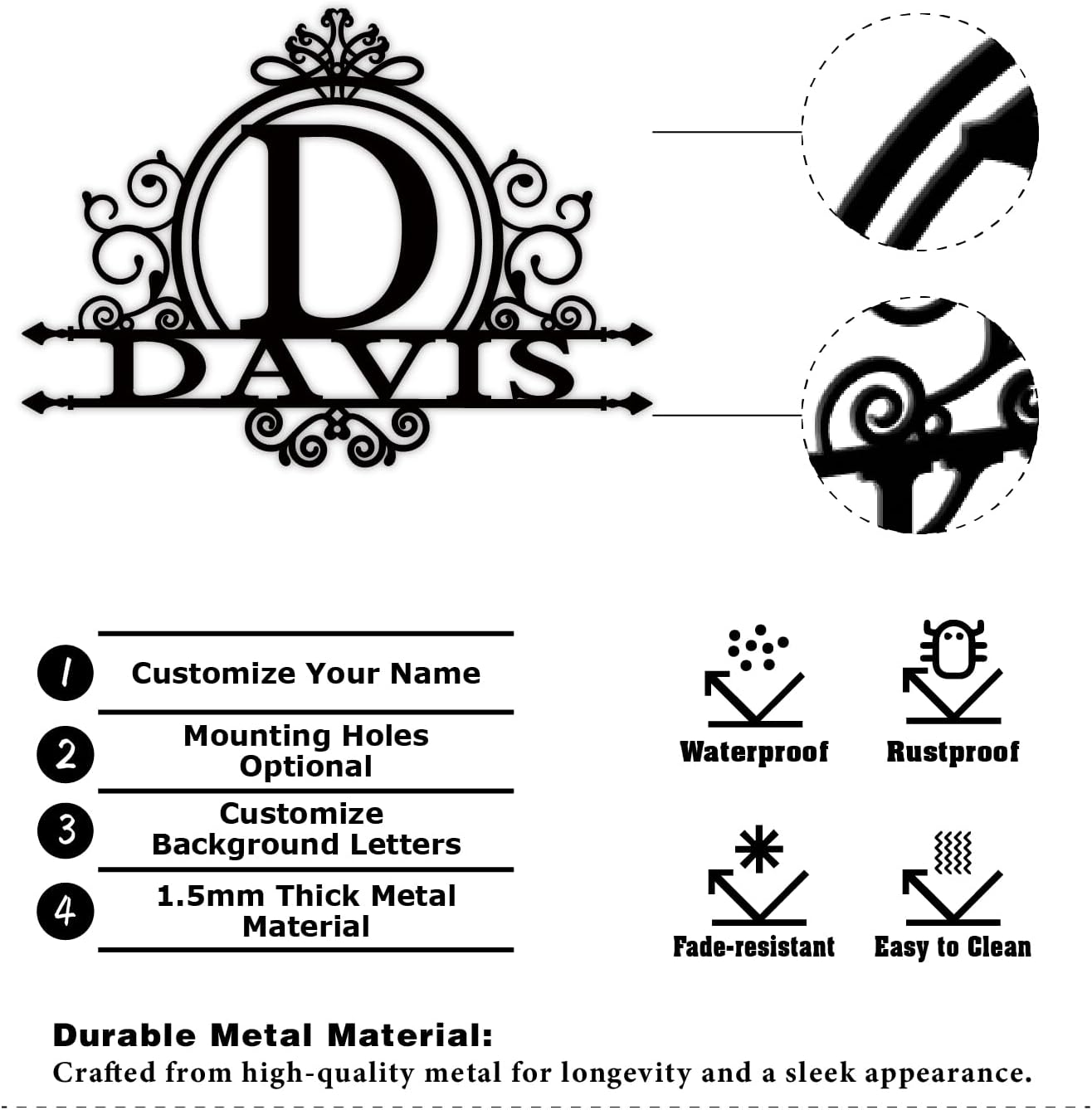 Personalized Metal Name Sign Split Letter Monogram For Home Wall Decor-MetalsignX