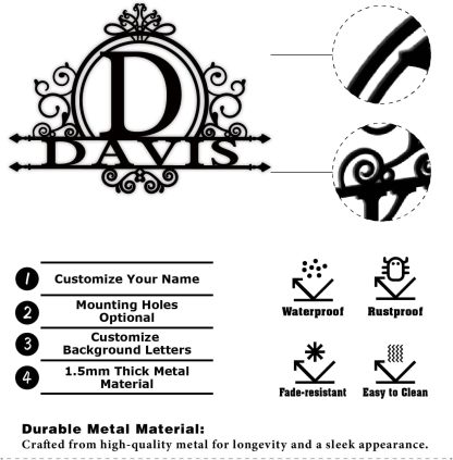 Personalized Metal Name Sign Split Letter Monogram For Home Wall Decor-MetalsignX