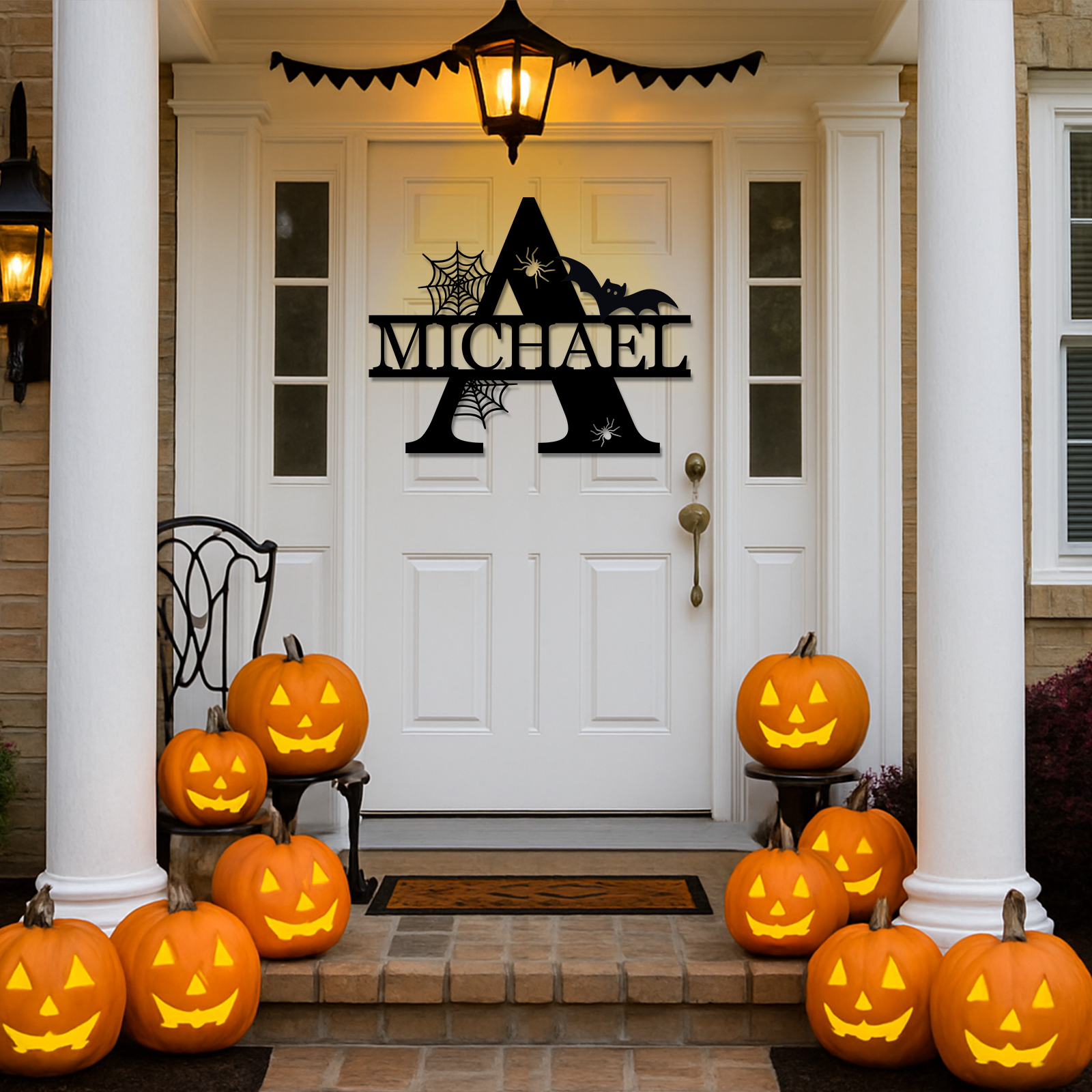 Custom Halloween Split Monogram Personalized Halloween Alphabet Letters Halloween Family Name Sign Spooky Last Name Letter Monogram Custom Metal Fall Autumn Home Decor