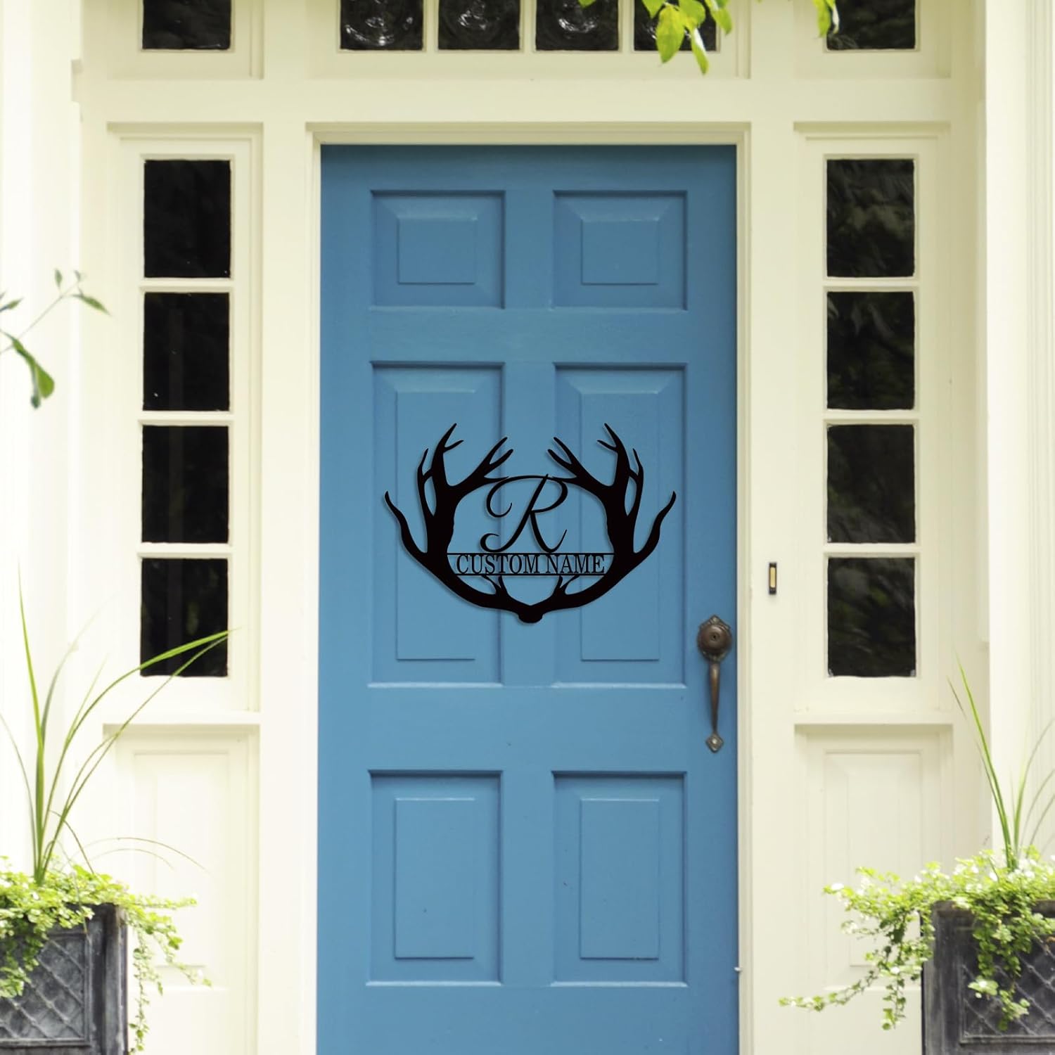 Personalized Metal Name Sign, Deer Antlers Monogram, Family Last Name Wall Art, Rustic Home Decor & Wedding Gifts-MetalsignX