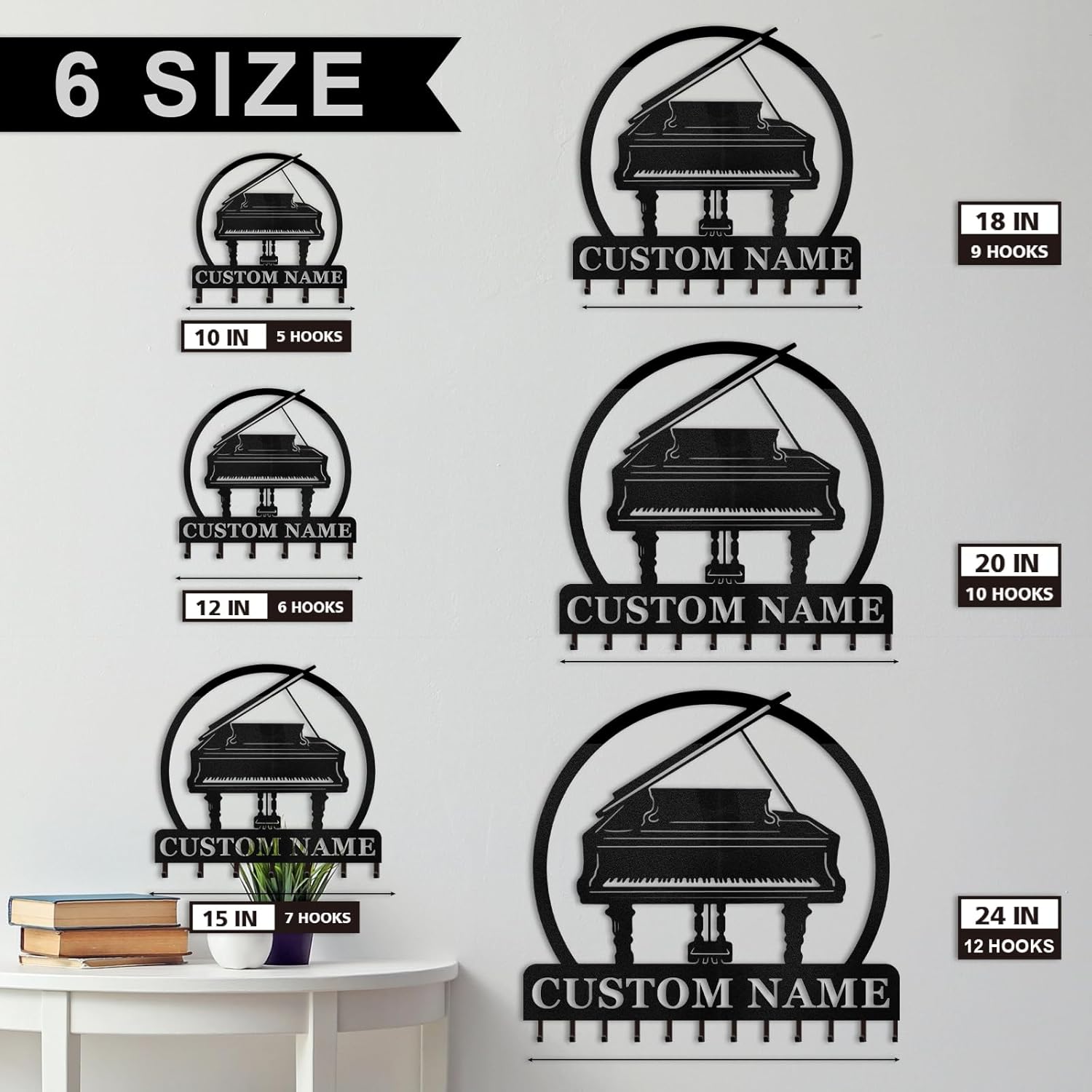 Custom Name Metal Key Holder Wall Mount, Organizer Rack for Home Entryway-MetalsignX