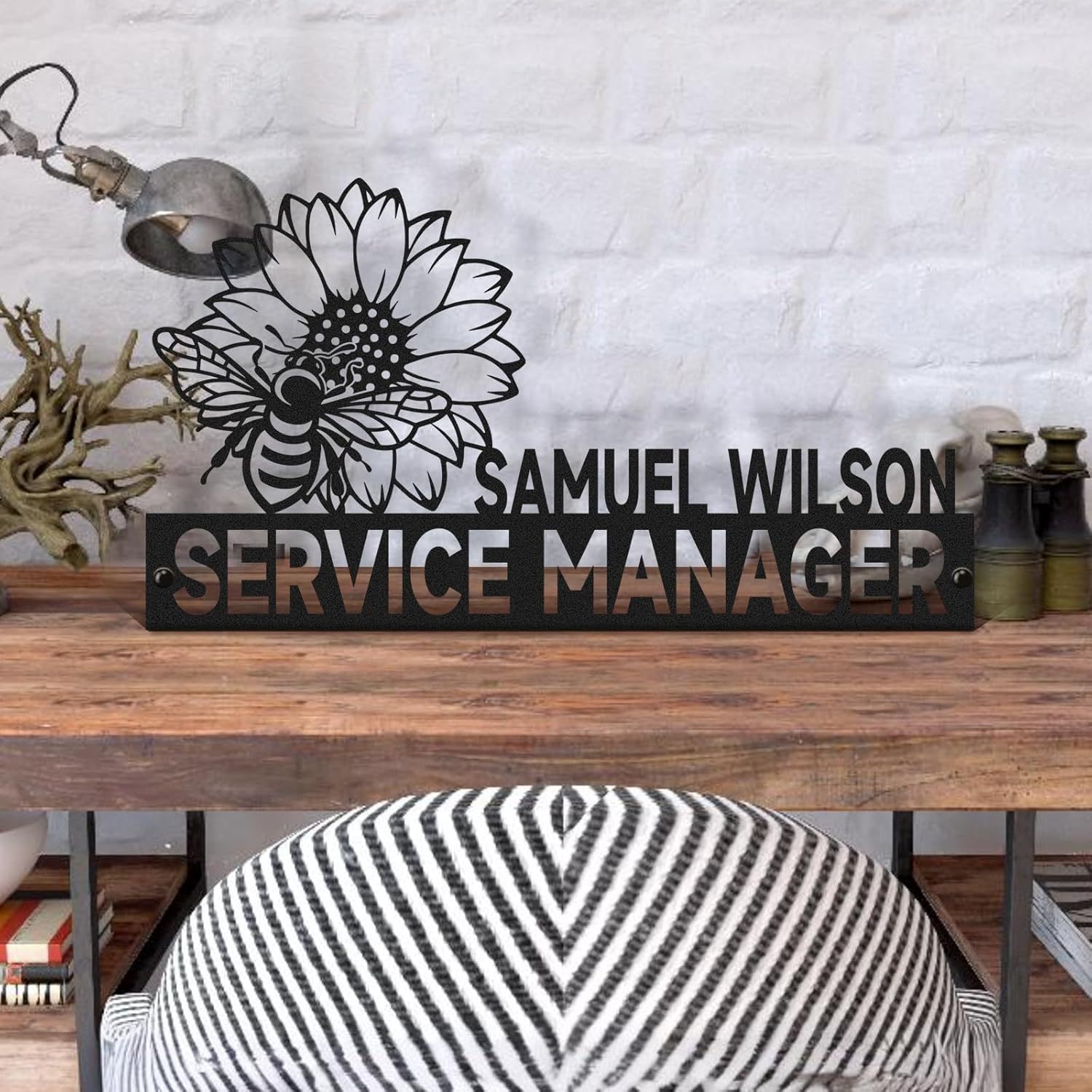  Custom Family Name Plate for Desk, Metal Sign Name Tags, Personalized Desk Accessories-MetalsignX