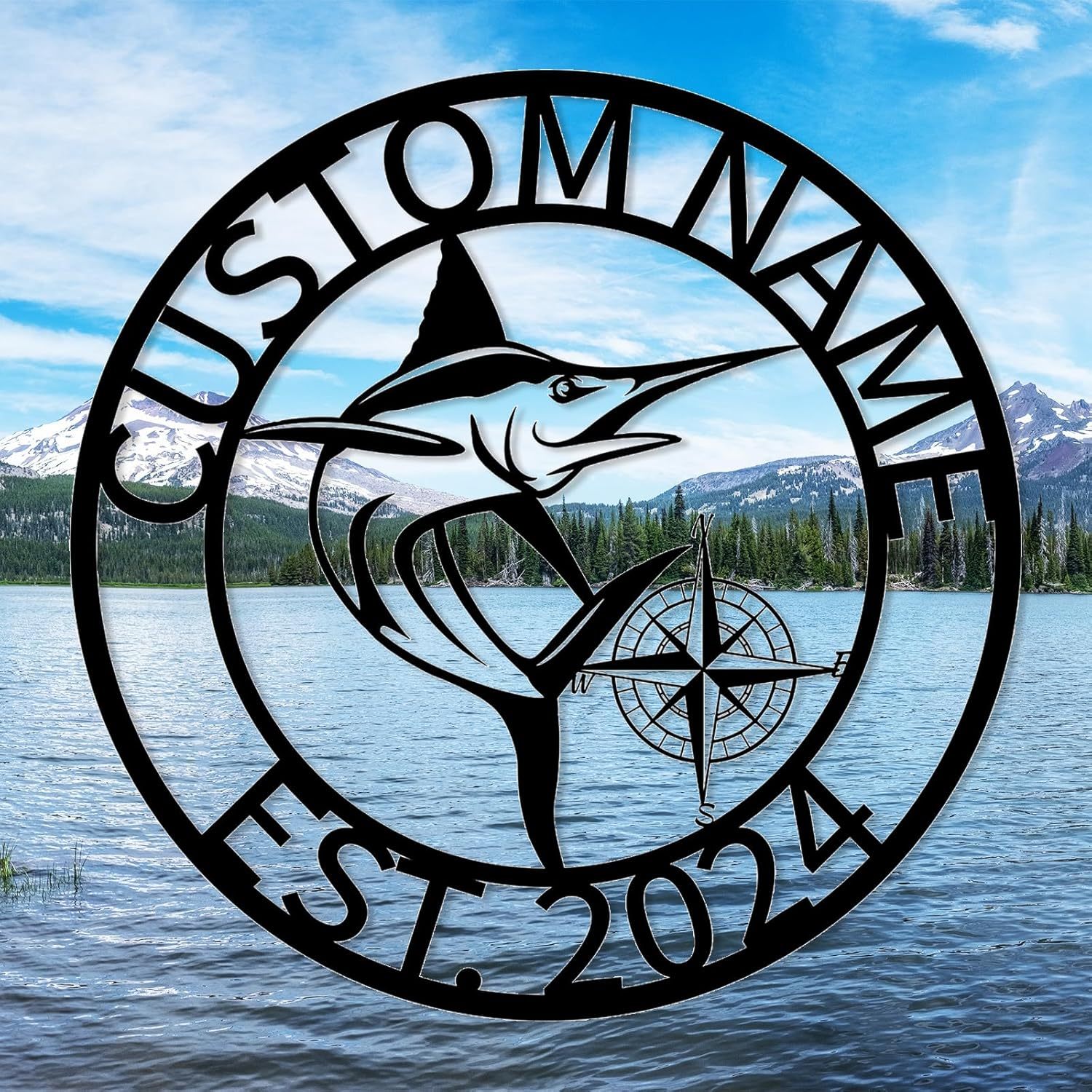 Personalized Largemouth Bass Metal Sign, Custom Fishing Last Name Sign for Home, Fish Family Signs Wall Decor-MetalsignX