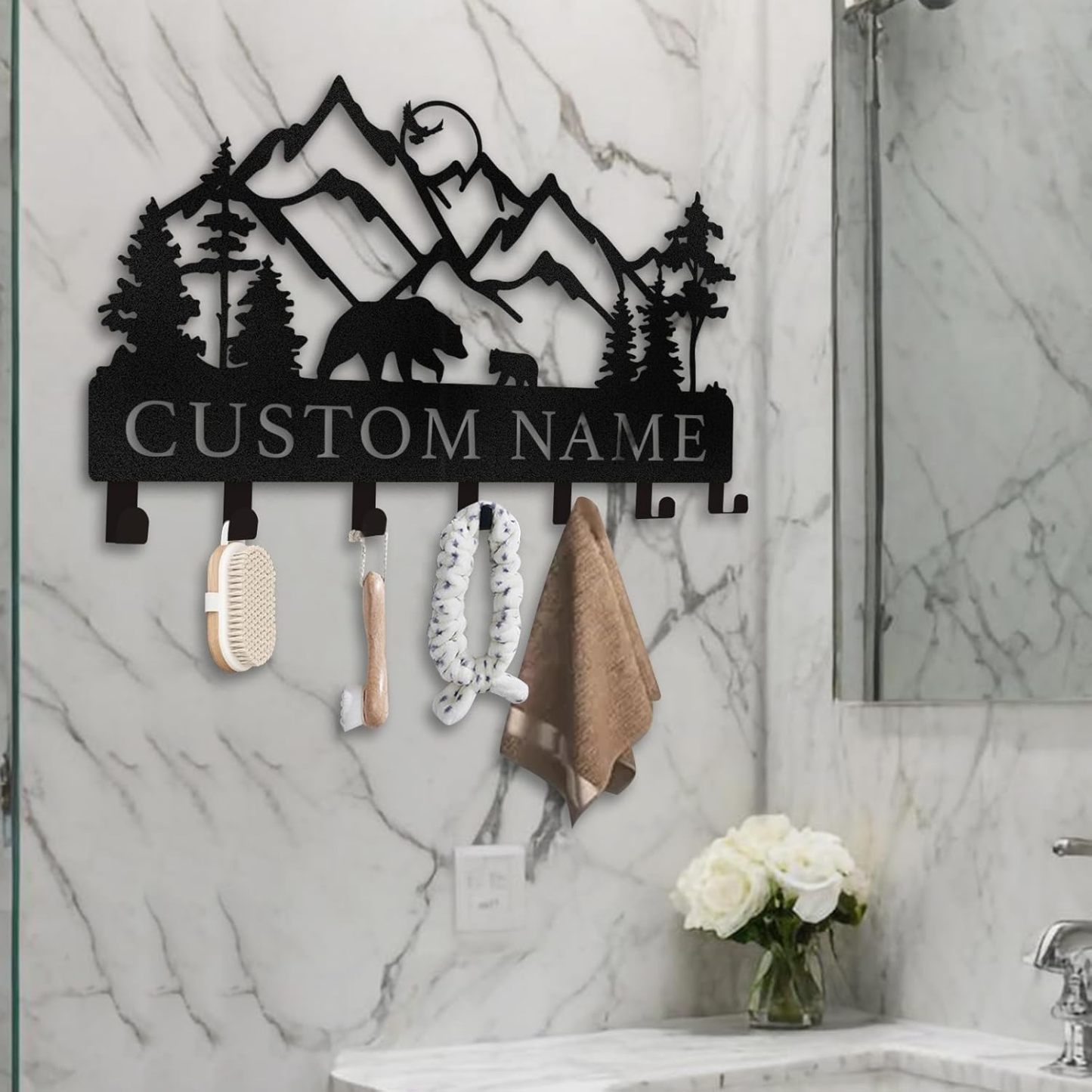 Personalized Key Holder for Wall, Custom Forest Deer Coat Rack Wall Hanging-MetalsignX