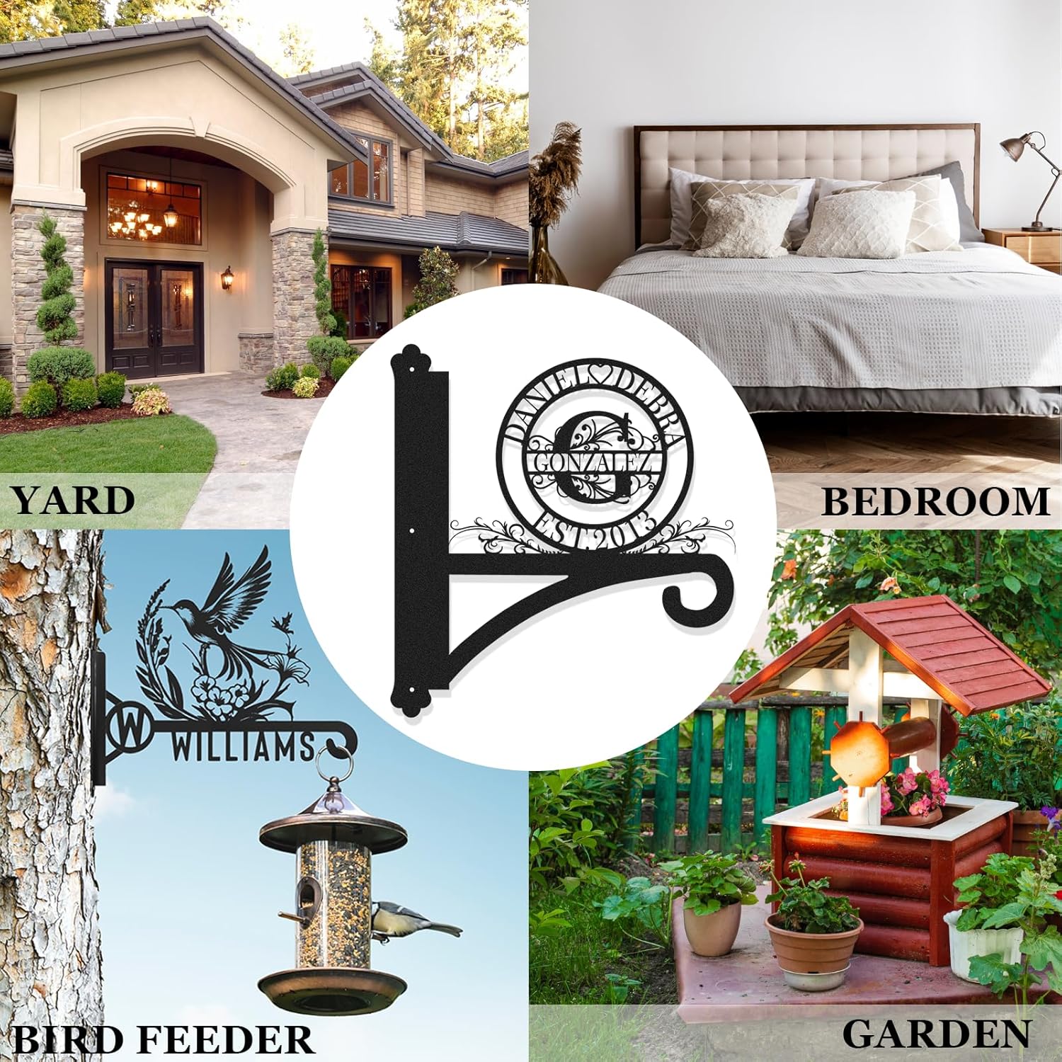 Custom Wall Plant Hanger Indoor and Outdoor, Personalized Name Outdoor Light Hangers-MetalsignX