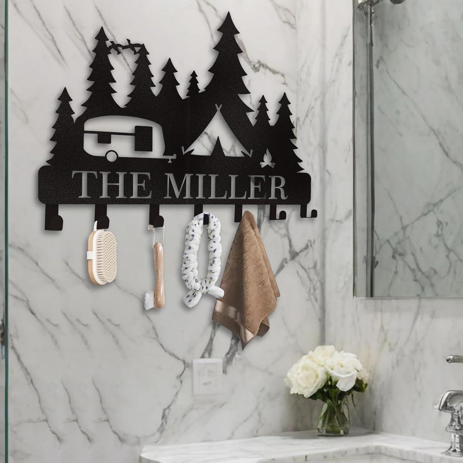 Personalized Key Holder for Wall, Custom Forest Deer Coat Rack Wall Hanging-MetalsignX