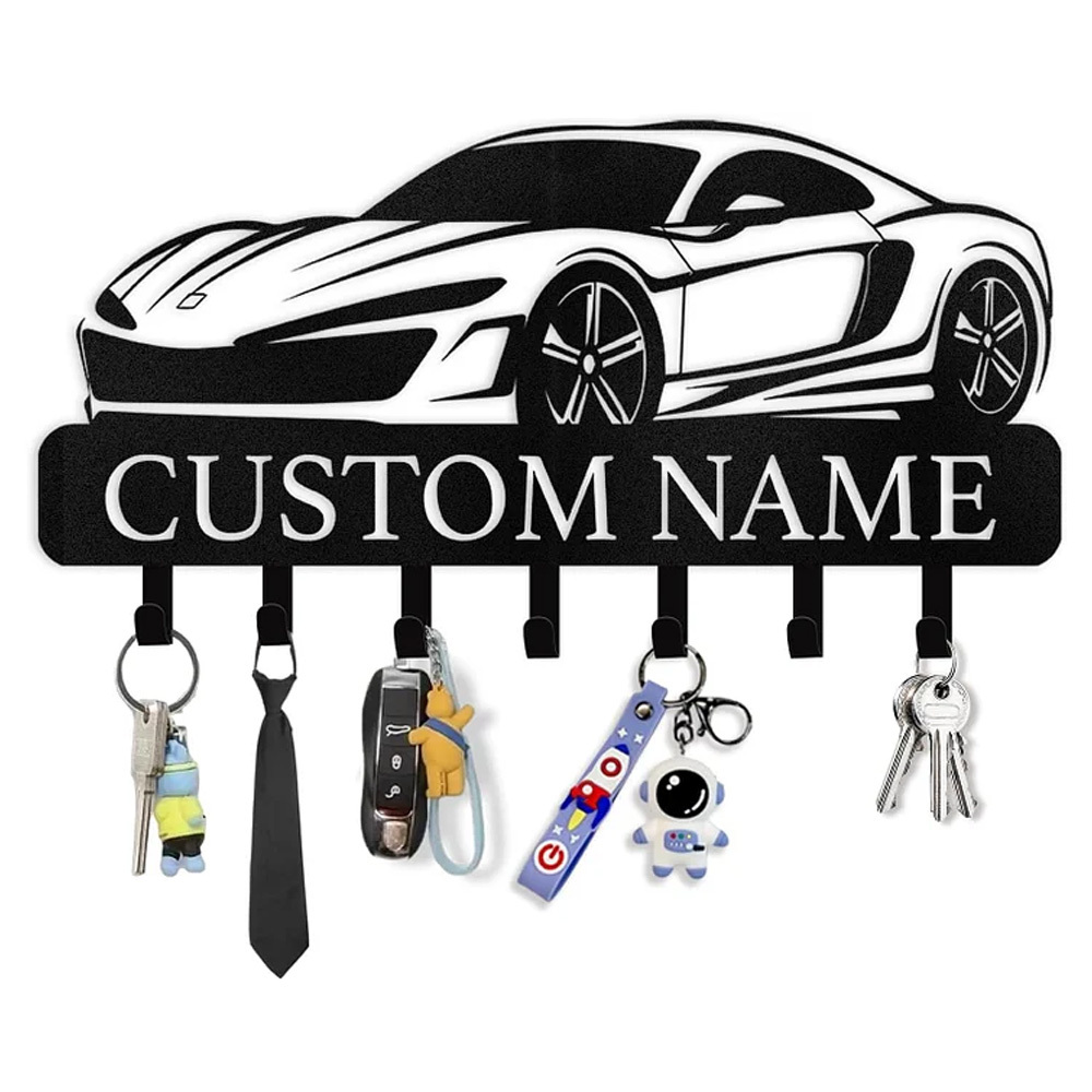 Personalized Car Design Key Hanger, Custom Key Rack Wall Mount with Hooks-MetalsignX