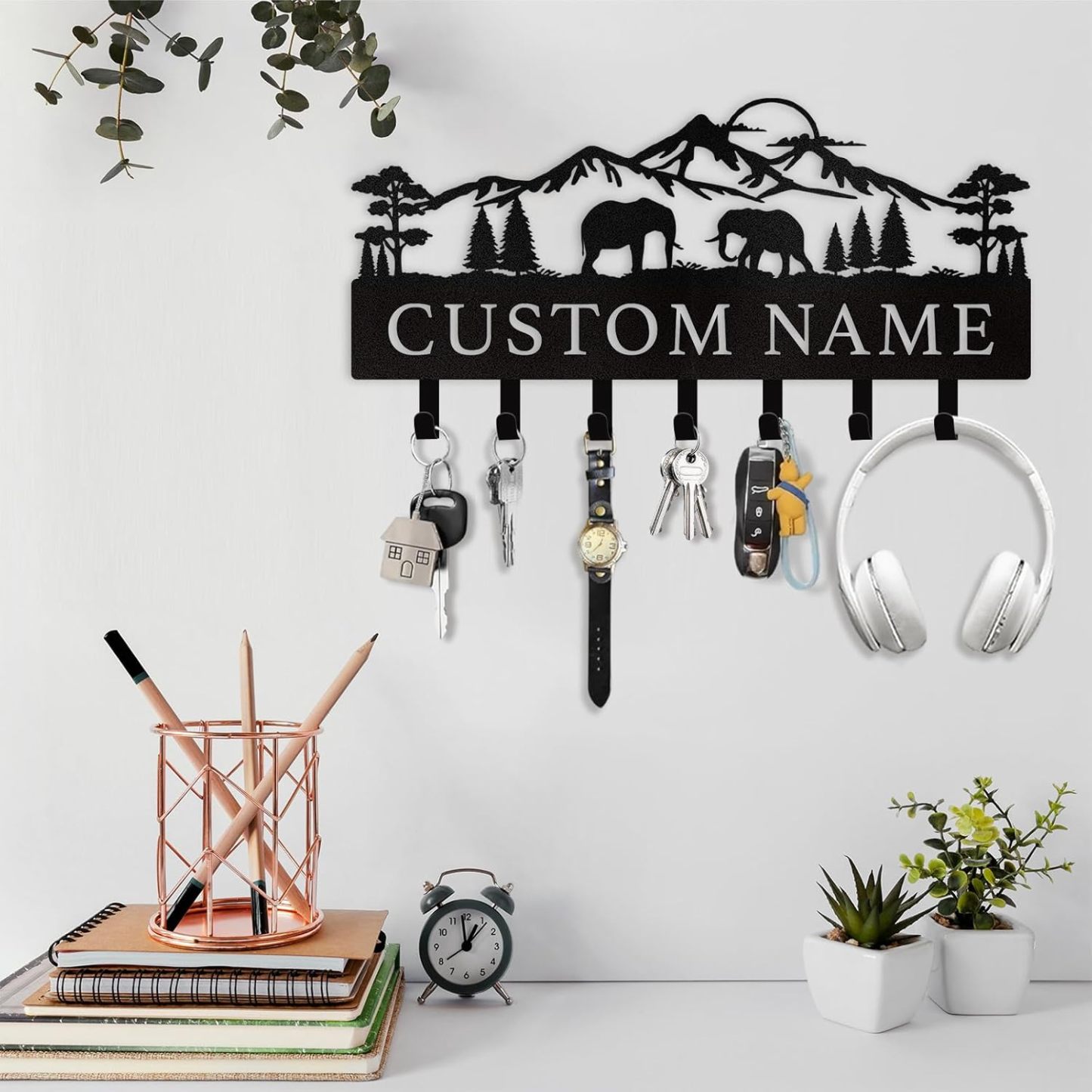 Personalized Polar  Metal Key Holder, Custom Name Wall-Mounted Key Organizer -MetalsignX