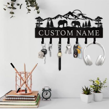 Personalized Polar  Metal Key Holder, Custom Name Wall-Mounted Key Organizer -MetalsignX