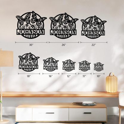 Custom Metal Sign, Personalized Butterfly Cabin Sign, Monogram Family Name Sign, Outdoor Wall Art, Bedroom Decor, Housewarming Gift-MetalsignX