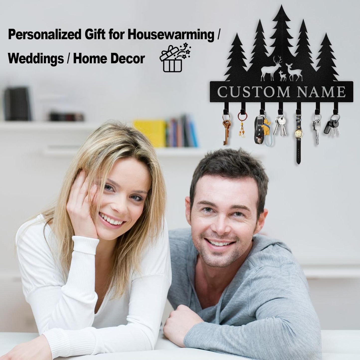 Custom Polar Deer  Key Holder, Personalized Key Hanger  for Entryway | Stylish Key Organizer-MetalsignX