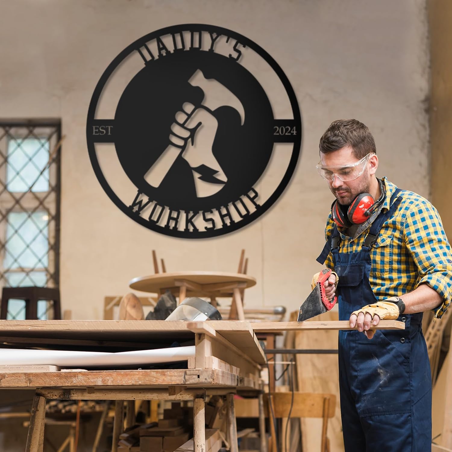 Personalized Worshop/Outdoor Metal Signs, Custom Plaque Wall Art, Father Gifts, Family Name Sign ms002-MetalsignX