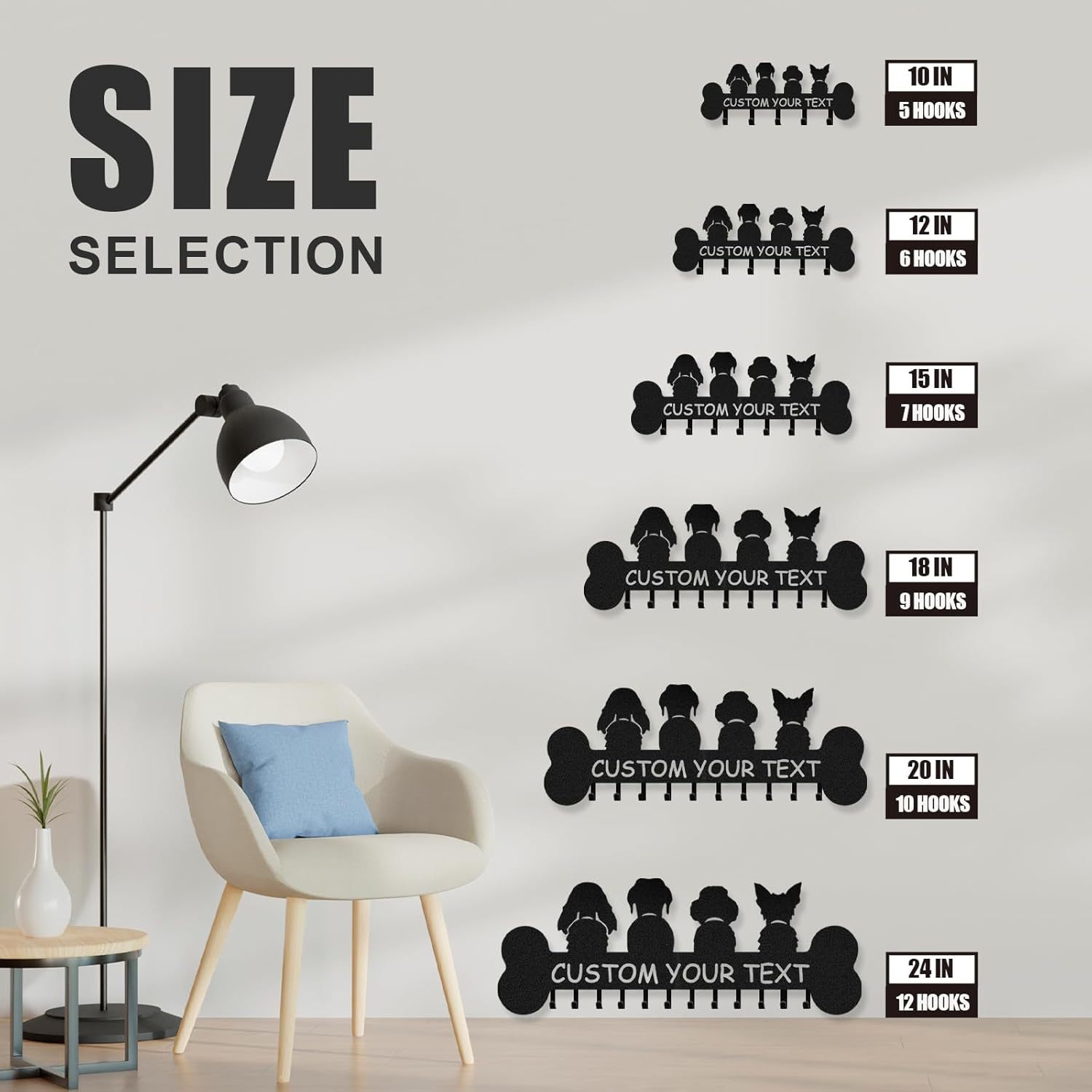 Custom Dog Leash Holder for Wall, Custom Metal Key Holder Wall Mount-MetalsignX