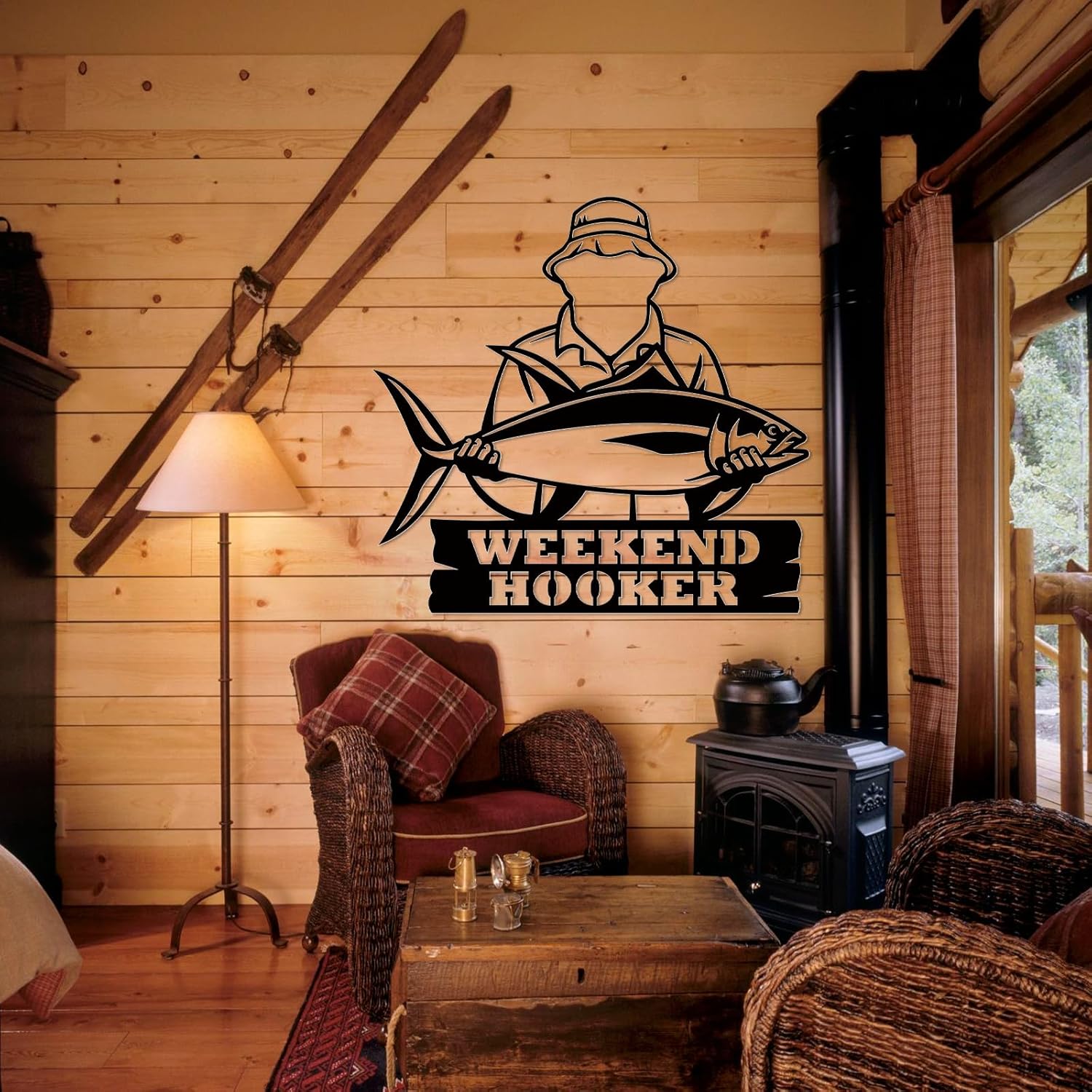 Personalized Largemouth Bass Metal Sign, Custom Fishing Last Name Sign for Home, Fish Family Signs Wall Decor-MetalsignX