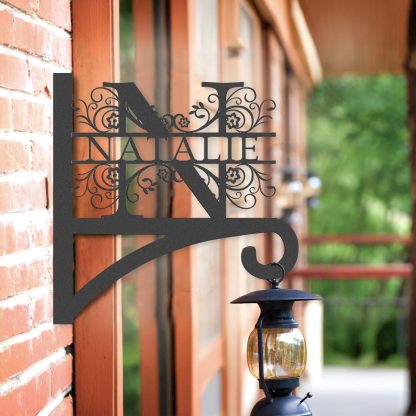 Custom Family Name Hanging Bracket Indoor and Outdoor, Personalized Initials Light Hangers Outdoor-MetalsignX