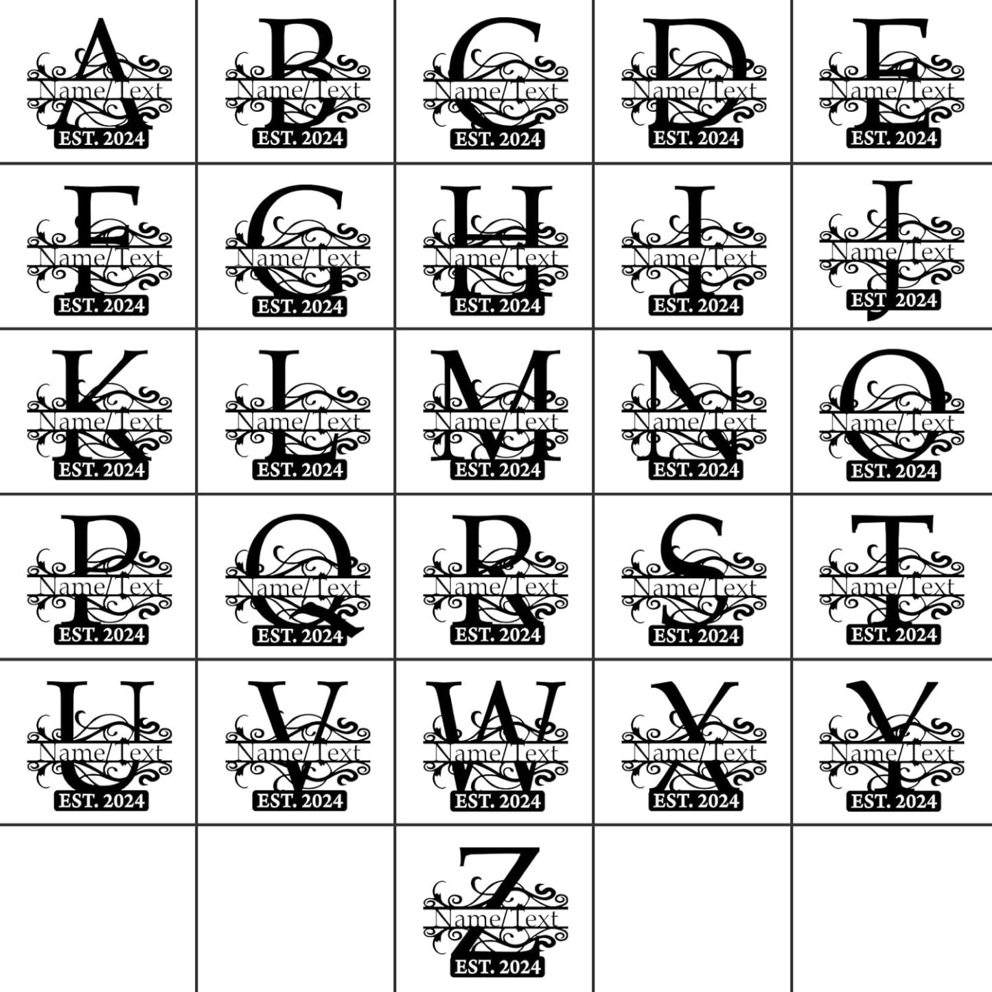 Custom Last Name Metal Sign, Split Letter Monogram Wall Decor, Personalized Wedding Gift for Outdoor Spaces-MetalsignX