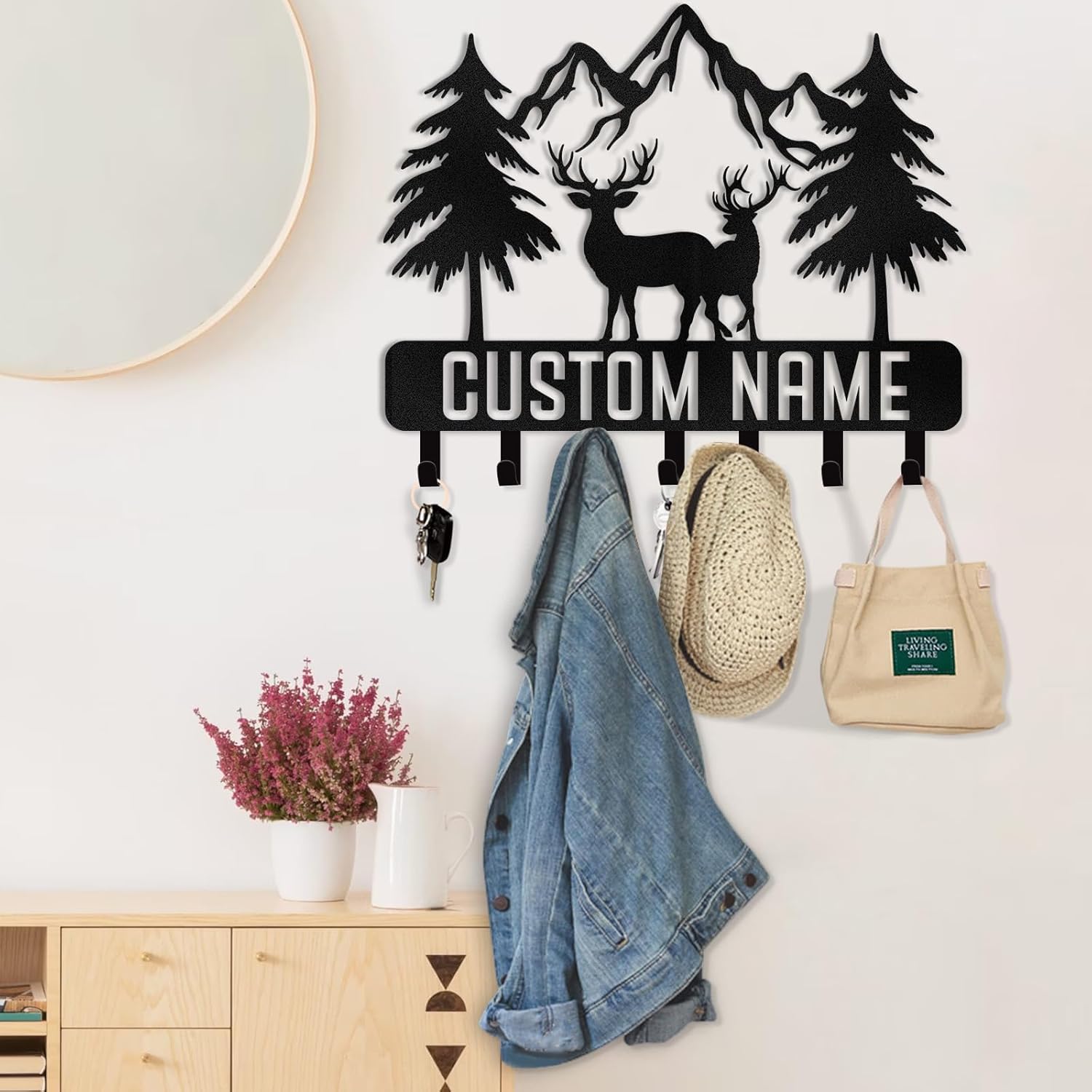 Personalized Key Holder for Wall, Custom Family Name Key Rack Holder-MetalsignX