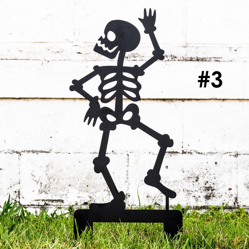 Outdoor Skeleton Halloween Decor, Halloween Outdoor Sign, Halloween Garden Signs, Metal Halloween Yard Stakes, Halloween Sign Skeleton Decor
