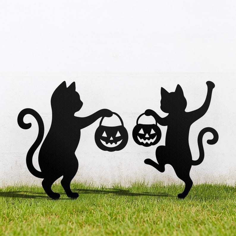 Halloween Cat Metal Yard Stake, Dancing Cat Sign, Witch Cat Garden Decor, Halloween Outdoor Decoration, Halloween Party Yard Sign