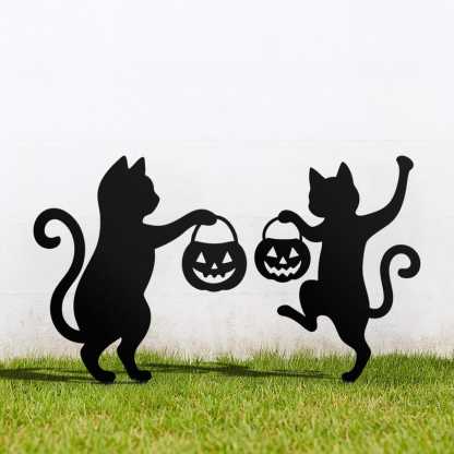 Halloween Cat Metal Yard Stake, Dancing Cat Sign, Witch Cat Garden Decor, Halloween Outdoor Decoration, Halloween Party Yard Sign