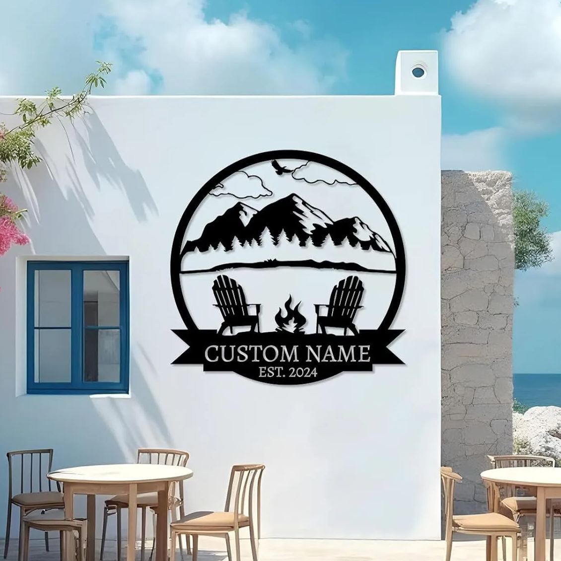 Personalized Campfire Metal Sign , Rustic Outdoor Wall Decor for Campgrounds-MetalsignX