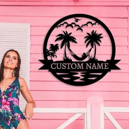 Custom Sunset Palm Metal Wall Art , Nautical Coastal Decor for Summer Homes-MetalsignX