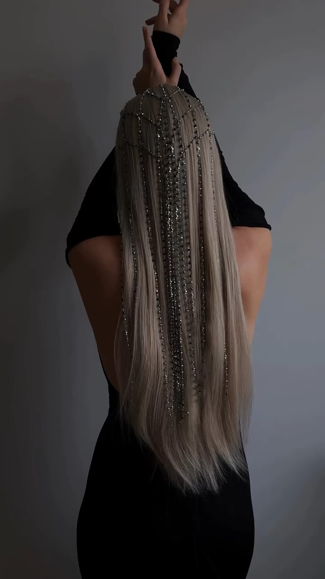 Black Bead Chain Tassel Net Veil