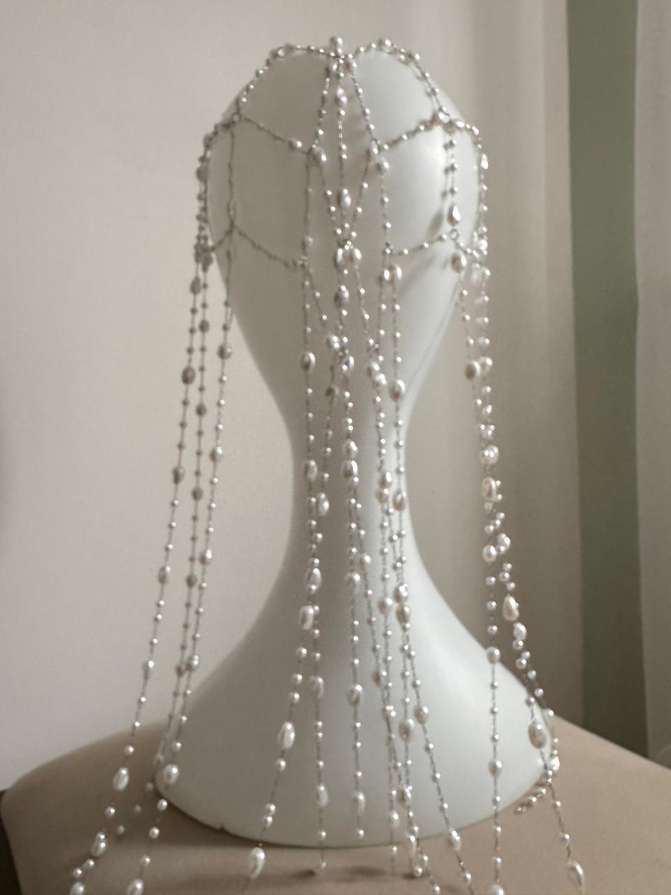 Pearl Rain Bead Net Jewelry Veil
