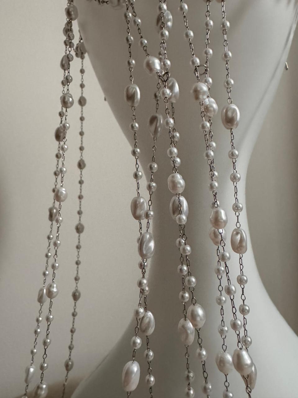 Pearl Rain Bead Net Jewelry Veil