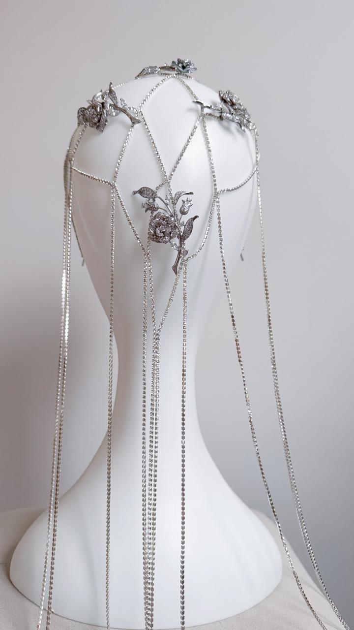 Manor Rose Bead Net Jewelry Veil