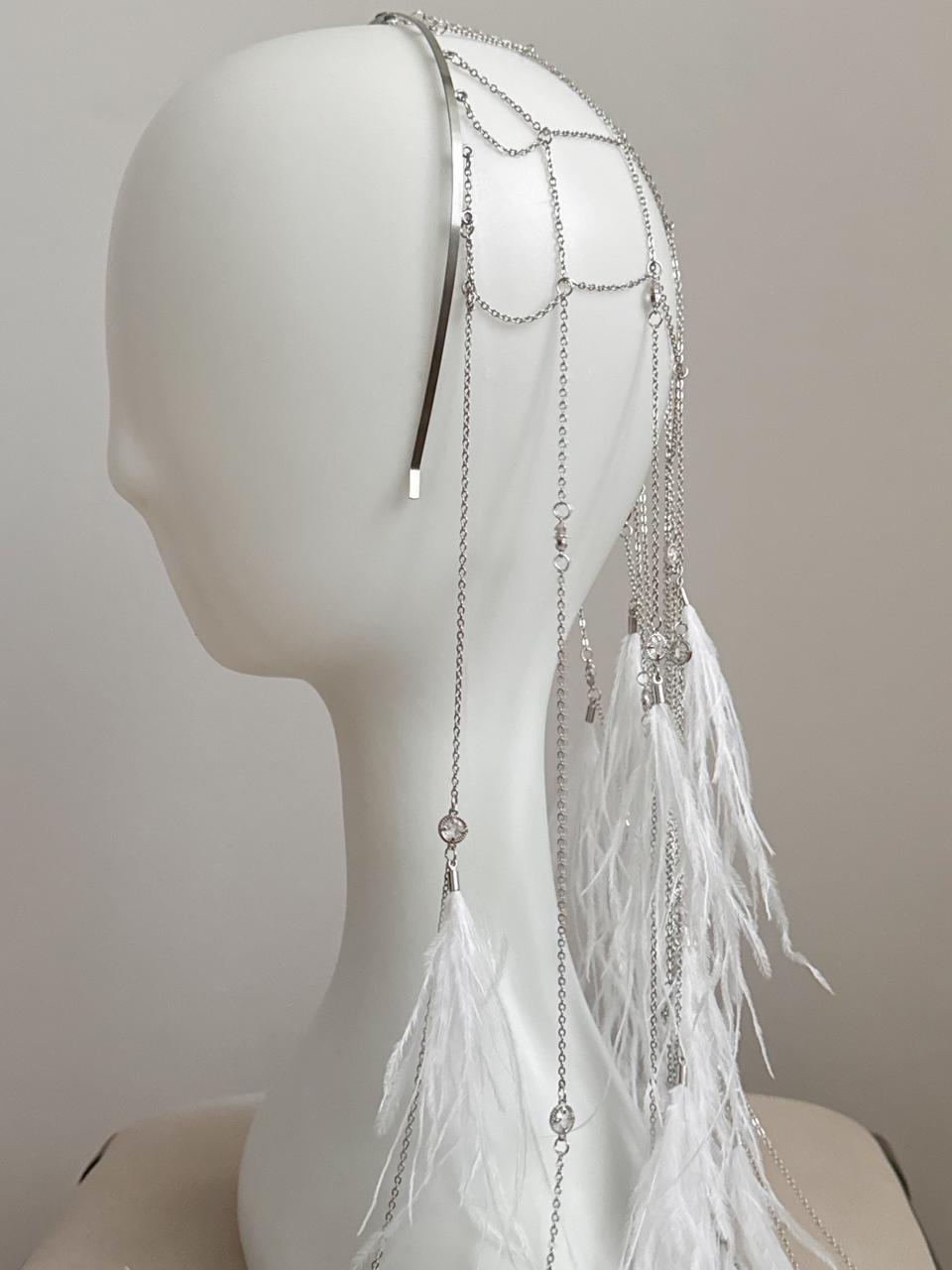 Feathers Bead Net Jewelry Veil