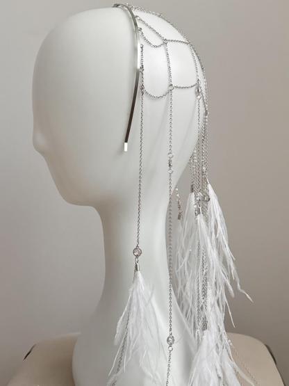 Feathers Bead Net Jewelry Veil