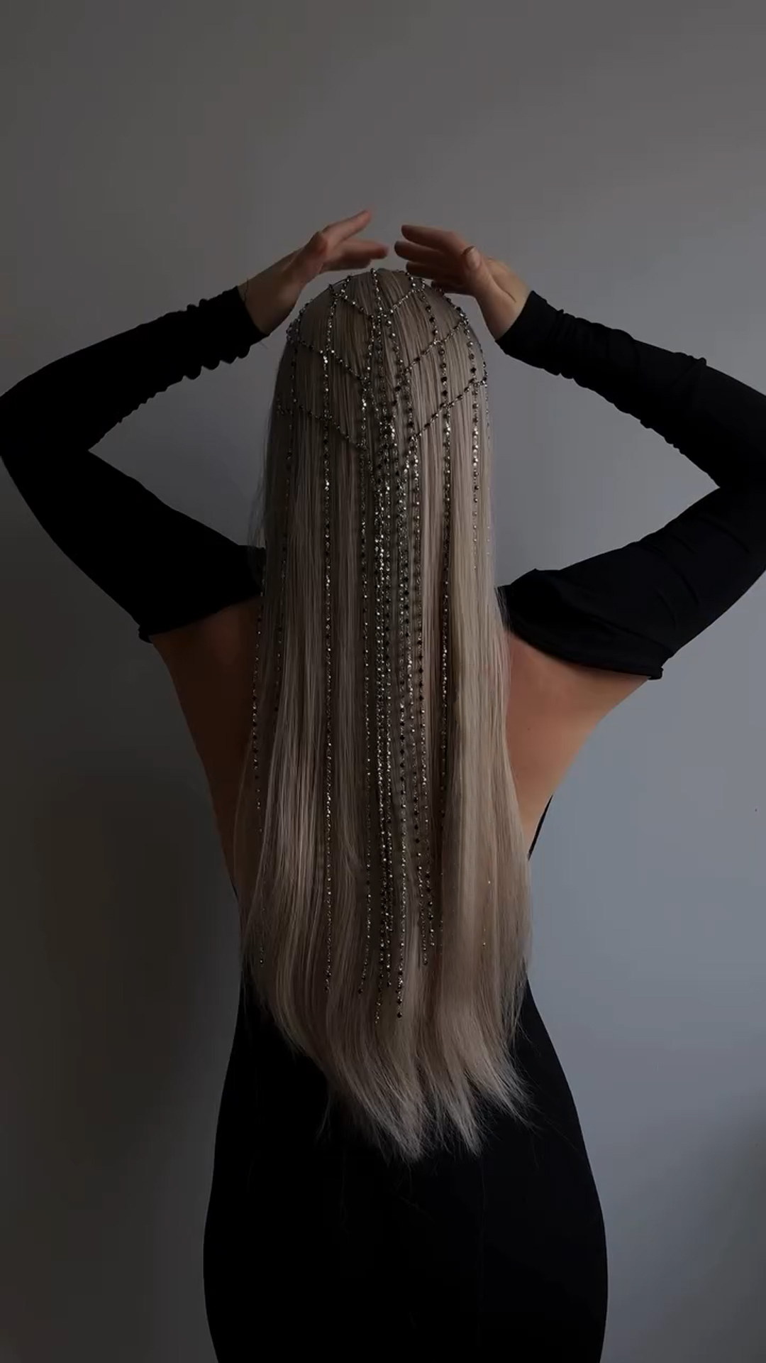 Black Bead Chain Tassel Net Veil