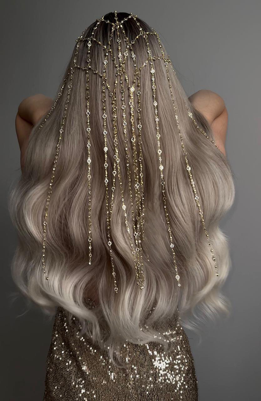 Mermaid Aureate Glittering Jeweled Tassel Veil