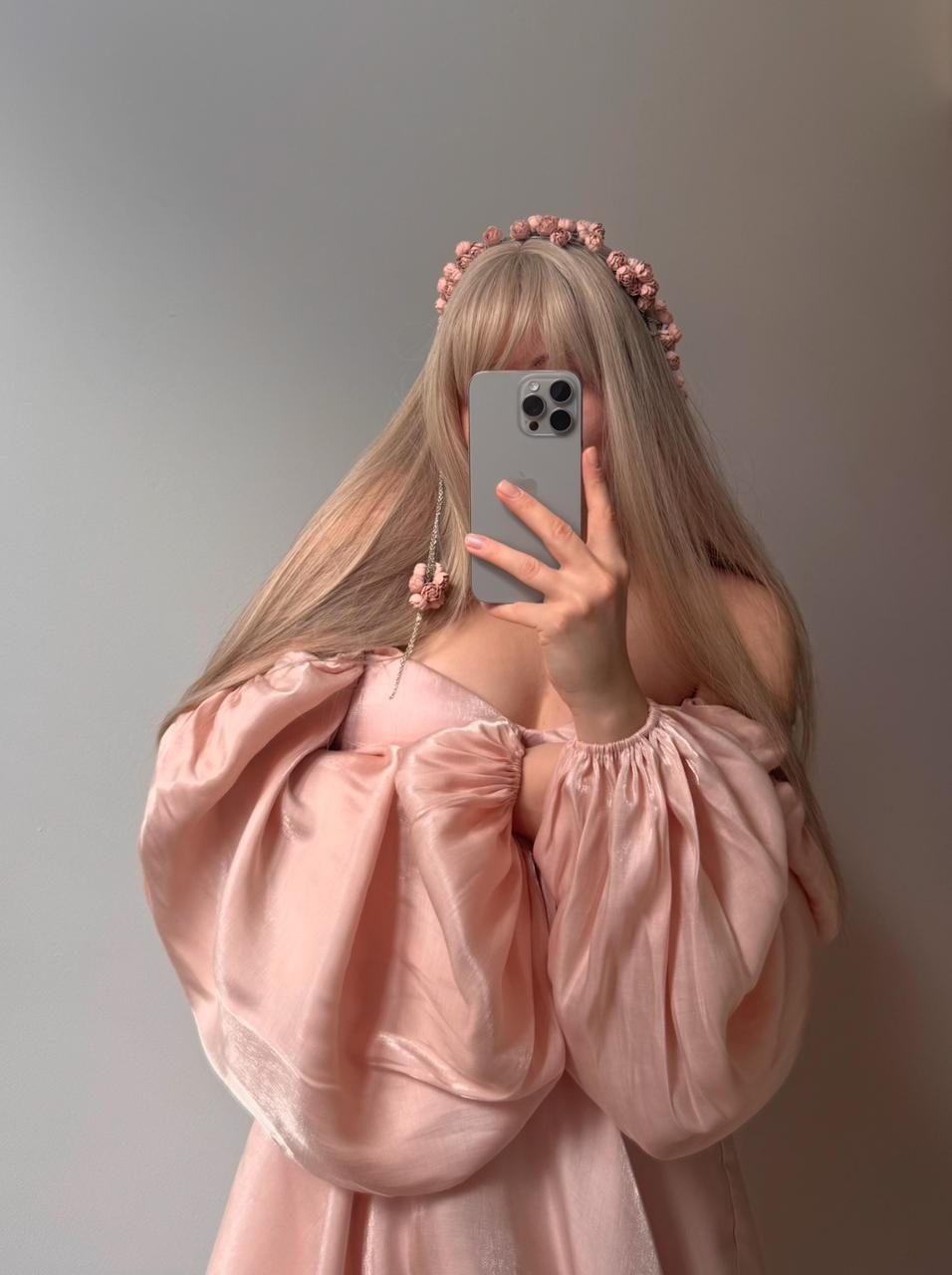 Pink Rose Bead Net Jewelry Veil