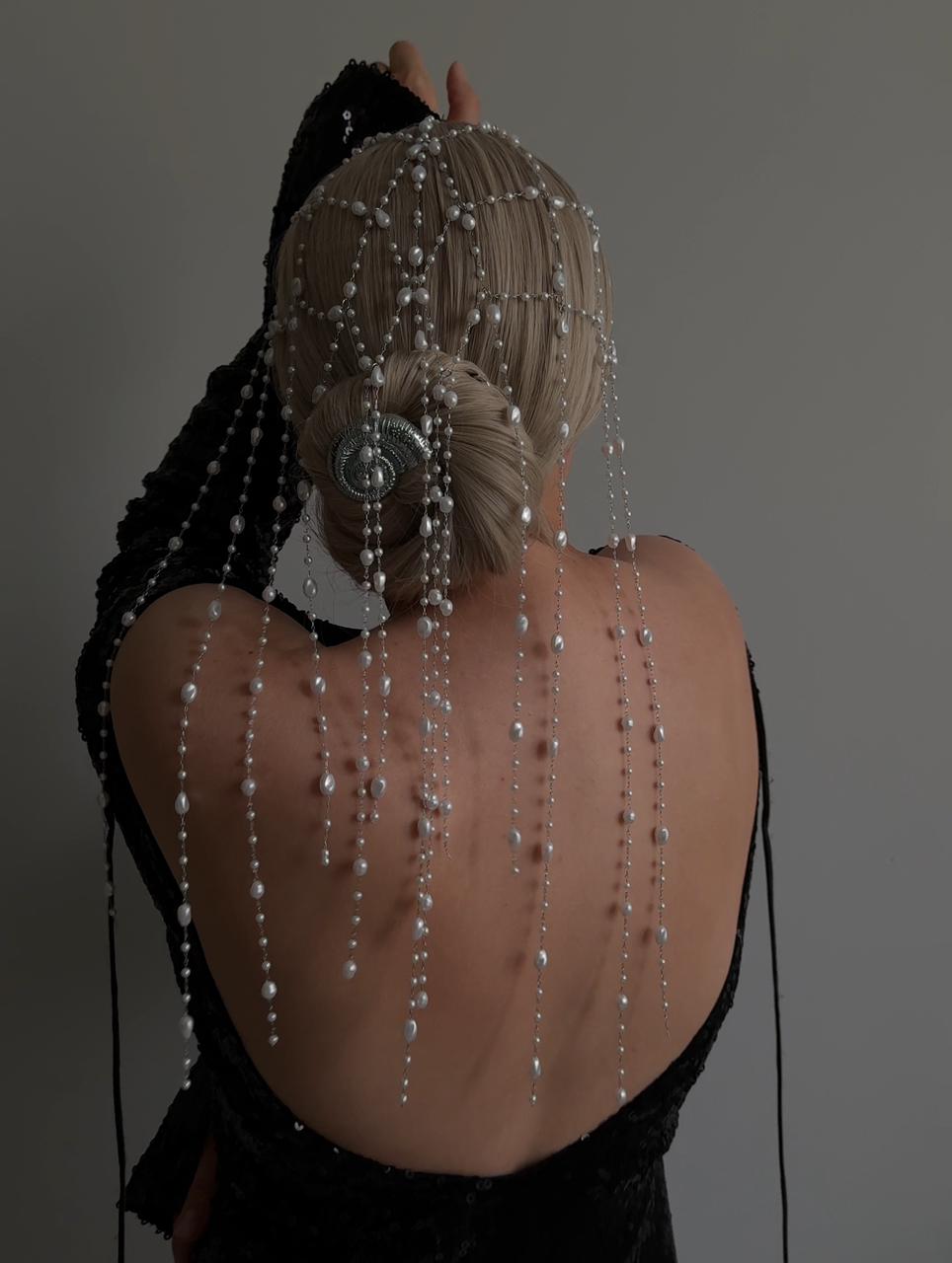Pearl Rain Bead Net Jewelry Veil