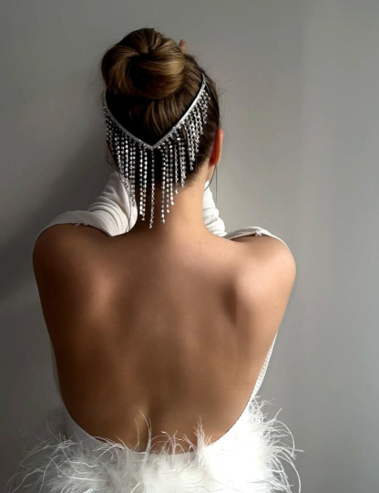 Fishtail Fringe Headband Veil