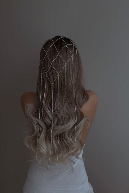 Waffle Bead Net Jewelry Veil