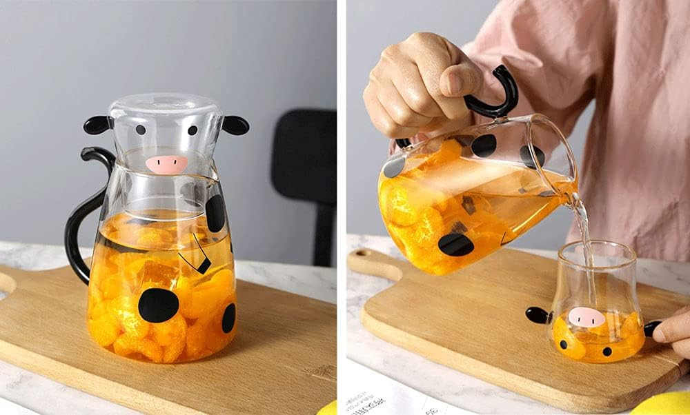 Cow Glass Pot Set (With Glass)