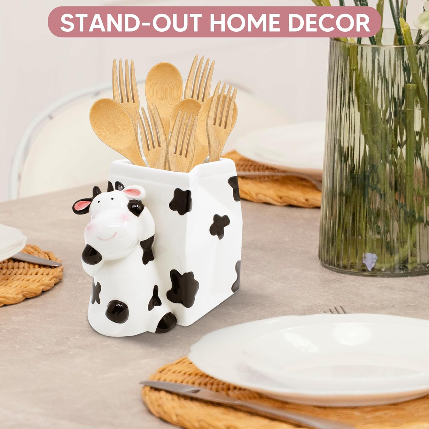 Cow Shaped Ceramic Tableware Storage Tube