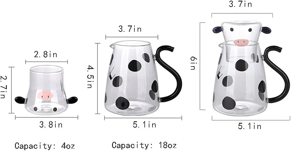 Cow Glass Pot Set (With Glass)