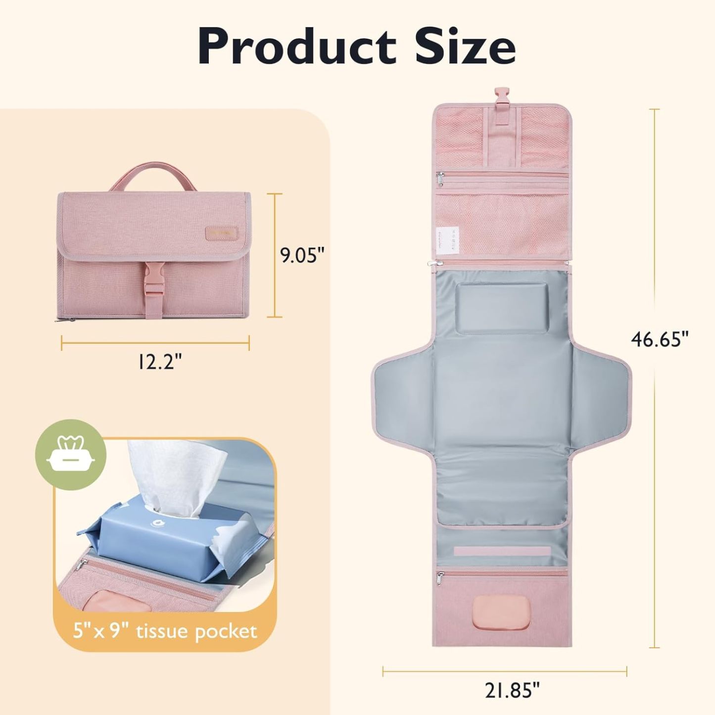 mommore Portable Changing Pad Extended-Grey